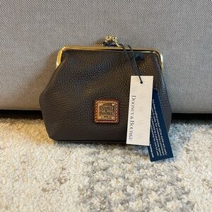 NWT Dooney & Bourke small brown leather framed coin purse clutch